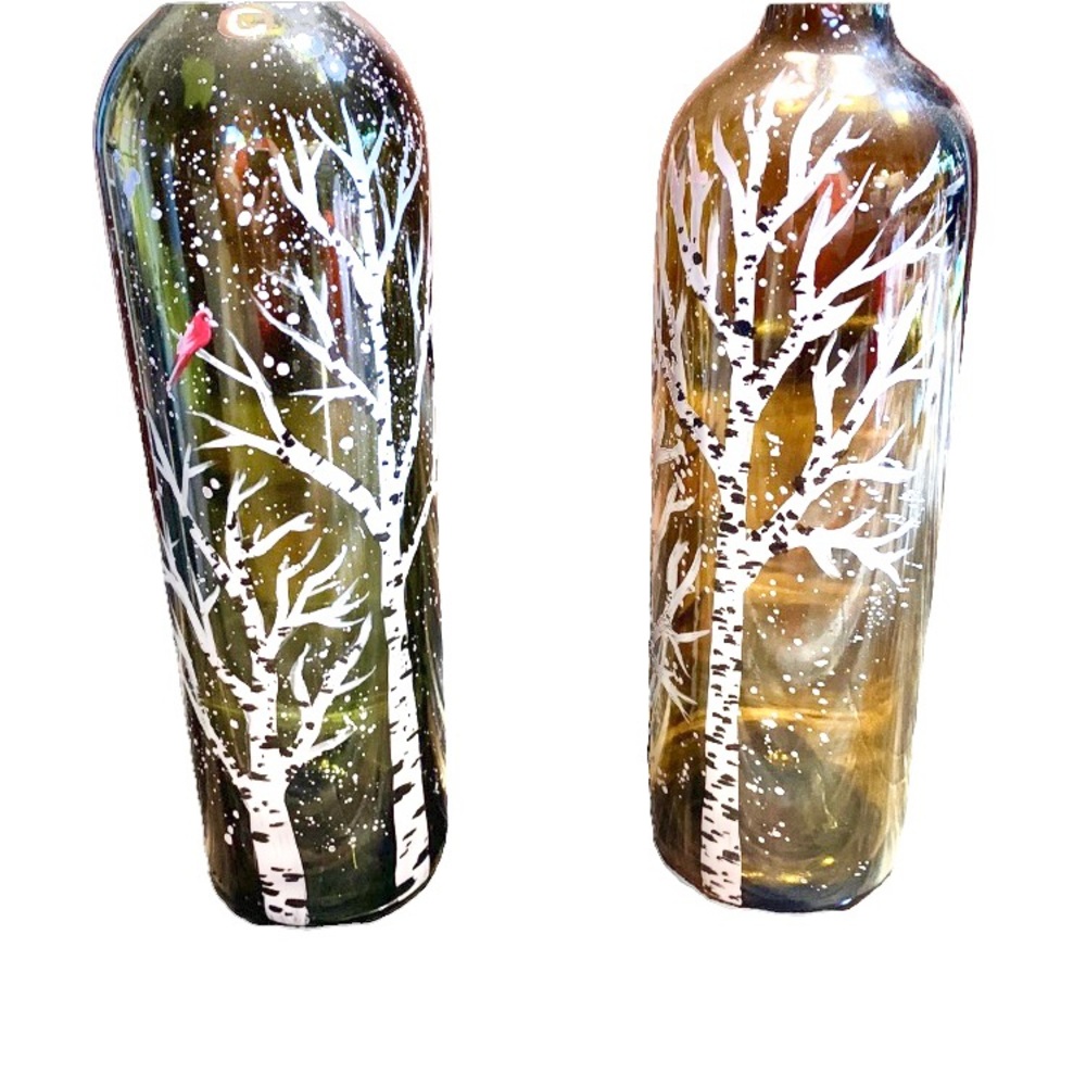 SALE!!! Hand painted bottles for twinkle lights. 7